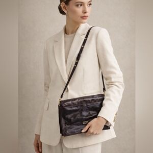 Badgley Mischka Oxblood Leather FoldOver Crossbody Bag Gold Hardware Convertible